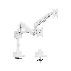 GREEN HOUSE(グリーンハウス) モニターアーム [2画面 /17〜32インチ] ガススプリング式 4軸モデル クランプ/グロメット式  ホワイト GH-AMEP2H-WH | GREEN HOUSE（パソコン）