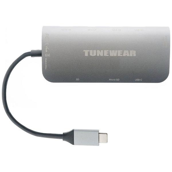 TUNEWEAR 0.12m［USB-C オス→メス SDカードスロット / micro SDカードスロット / HDMI / Mini DisplayPort / LAN / USB-Aｘ2 / USB-Cｘ1］ | TUNEWEAR | 02