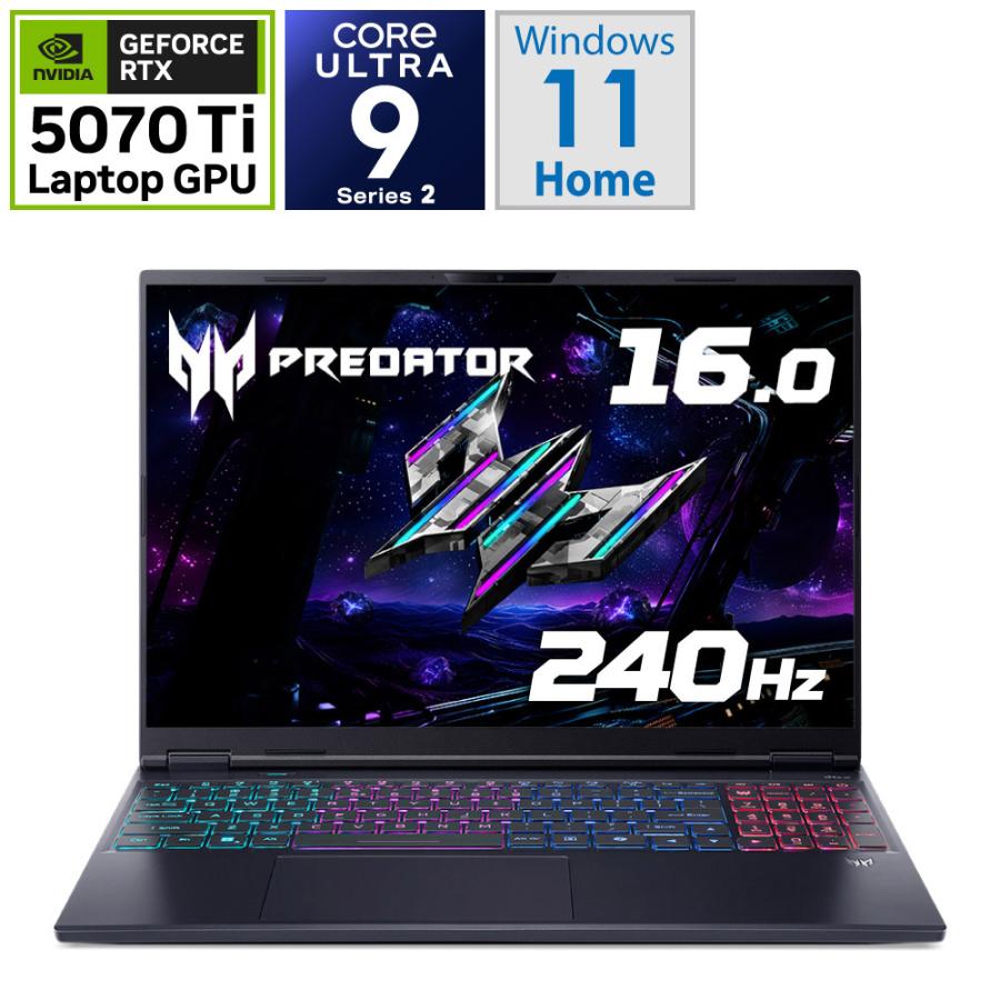 ゲーミングノートパソコン Predator Helios Neo 16S AI(RTX 5070 Ti) アビサルブラック PHN16S-71-H96Z57T/E [16.0型 /Windows11 Home /intel Core Ultra 9 /… | acer | 01