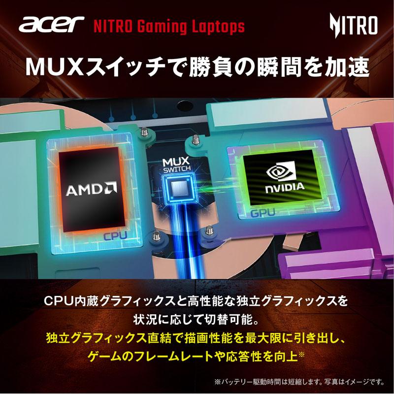 ANV16S-41-A76Y55/E ゲーミングノートパソコン Nitro(RTX 5050) オブシディアンブラック ［16.0型 /Windows11 Home /AMD Ryzen 7 /メモリ：16GB /SSD：512GB … | acer | 06