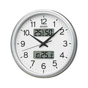 SEIKO 掛け時計 【温度・湿度・カレンダー表示】 銀色メタリック KX275S ［電波自動受信機能有］ | SEIKO