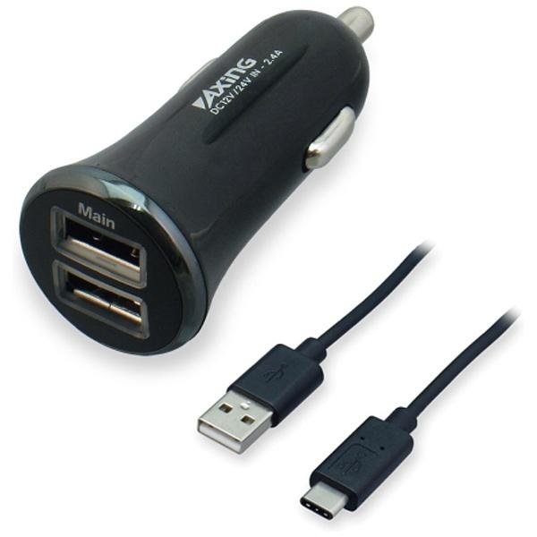 多摩電子工業 タブレット／スマートフォン対応［USB-C／USB給電］　DC - USB充電器 2.4A ＋USB-C⇔USB-Aケーブル 1.2m （2ポート・ブラック）　TK43CUK 【864】 | 多摩電子工業 | 02