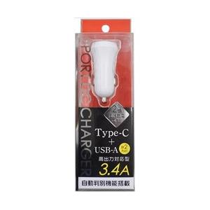 スマートフォン／タブレット対応　［USB給電］　DC - USB充電器 3.4A 　2ポート(USB-A+USB-C)　ホワイト　BKS-DCUC34ADW　【ビックカメラグループオリジナル】 | osma