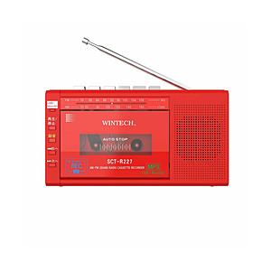 WINTECH MicroSD/USB録音対応モノラルラジカセ  レッド SCT-R227RZ ［ワイドFM対応 /ハイレゾ非対応 /Bluetooth非対応］ | 