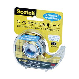 3Mジャパン 3M　はってはがせる両面テープ　ディスペンサー付　19mmX10m 667-1-19D | 