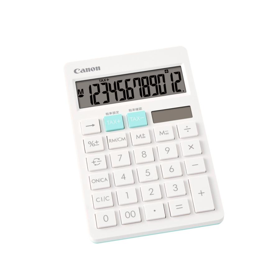Canon(キヤノン) カラフル電卓 卓上サイズ 抗菌タイプ  ホワイト HS-1200TC-WH ［12桁］ | キヤノン | 01