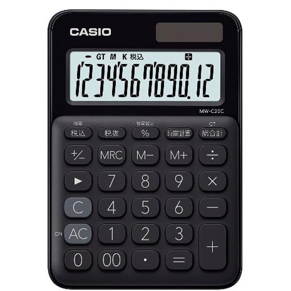 CASIO(カシオ) カラフル電卓（12桁）　MW-C20C-BK-N ブラック [振込不可] | CASIO | 01