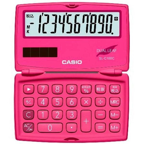 CASIO(カシオ) カラフル電卓（10桁）　SL-C100C-RD-N　ビビッドピンク | CASIO | 01