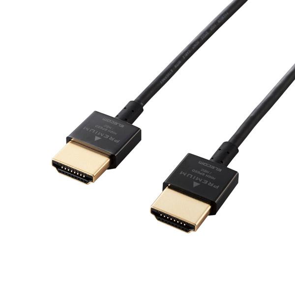 ELECOM(エレコム) 1.8m［HDMI ⇔ HDMI］　HDR・4K・イーサネット対応 Premium HDMIケーブル 超スリム DH-HDP14SS18BK ブラック [HDMI⇔HDMI /スリムタイプ] | ELECOM | 01