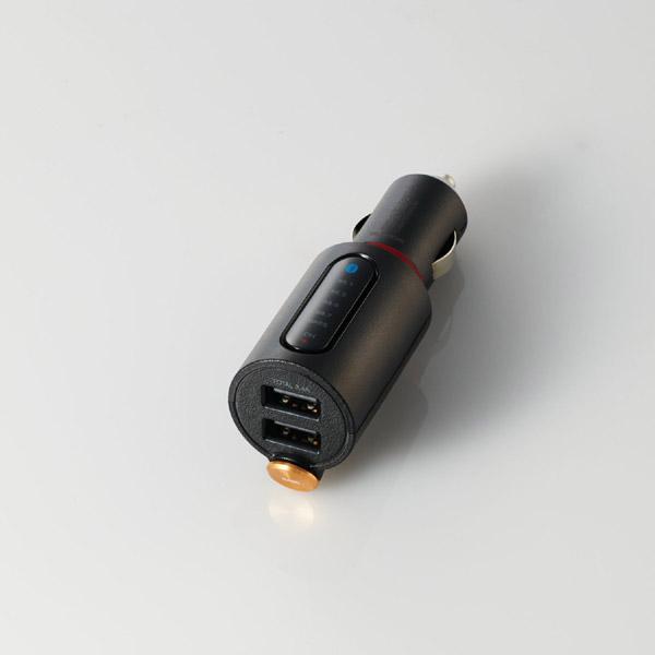 ELECOM(エレコム) FMトランスミッター/Bluetooth/USB2ポート付/3.4A/おまかせ充電/重低音モード付/4チャンネル LAT-FMBTB04BK ブラック | ELECOM | 01