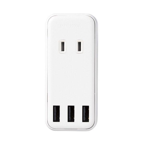 ELECOM(エレコム) USBタップ USBメス×3 AC×2 直挿シ ケーブル無 2.4A ホワイト MOT-U08-23WH | ELECOM | 01