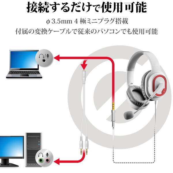 ELECOM(エレコム) ゲーミングヘッドセット/オーバーヘッド/ホワイト HS-G30WH PS5対応 | ELECOM | 05
