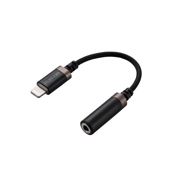 ELECOM(エレコム) Lightning-4極イヤホン端子 変換ケーブル 高耐久 ブラック   MPA-L35S01BK | ELECOM | 01
