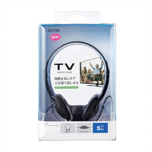 ELECOM(エレコム) テレビ用ステレオヘッドホン オーバーヘッド 5.0m Affinity sound ブラック EHP-TV11O5BK ［φ3.5mm ミニプラグ］ | ELECOM | 01