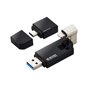 ELECOM(エレコム) USBメモリ (Windows11対応/Mac) ブラック MF-LGU3B032GBK ［32GB /USB TypeA＋USB TypeC＋Lightning /USB3.2 /キャップ式 | ELECOM