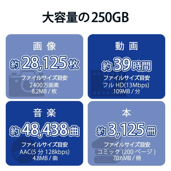 ESD-EPK0250GWH SSD 外付け 250GB USB3.2 Gen2 超小型 ポータブル ノック式 耐衝撃 Windows11 Chrome iOS ホワイト (PS5/PS4対応) [振込不可][代引不可] | ELECOM | 06