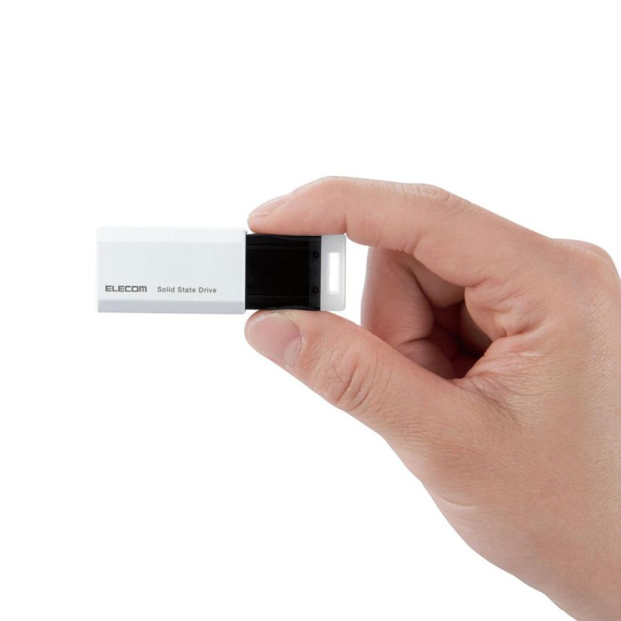 ELECOM(エレコム) ESD-EPK1000GWH SSD 外付け 1TB USB3.2 Gen2 読出最大600MB/秒 超小型 コンパクト ポータブル ノック式 耐衝撃 ホワイト ESDEPK1000GWH | ELECOM | 03
