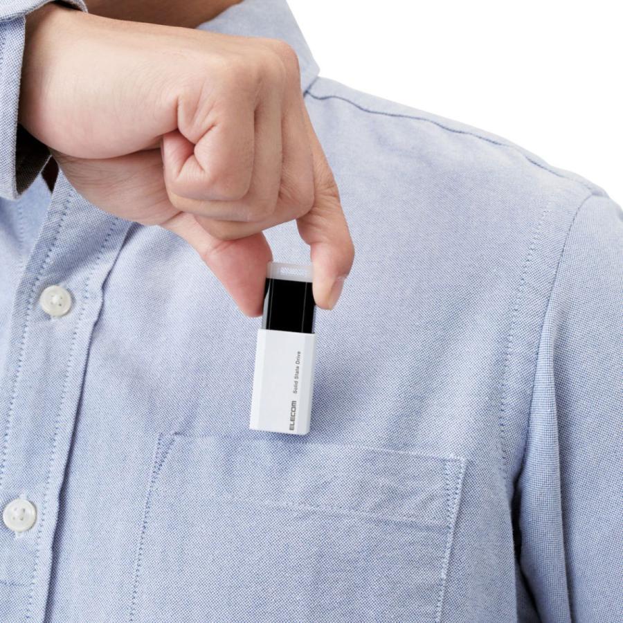 ELECOM(エレコム) ESD-EPK1000GWH SSD 外付け 1TB USB3.2 Gen2 読出最大600MB/秒 超小型 コンパクト ポータブル ノック式 耐衝撃 ホワイト ESDEPK1000GWH | ELECOM | 04