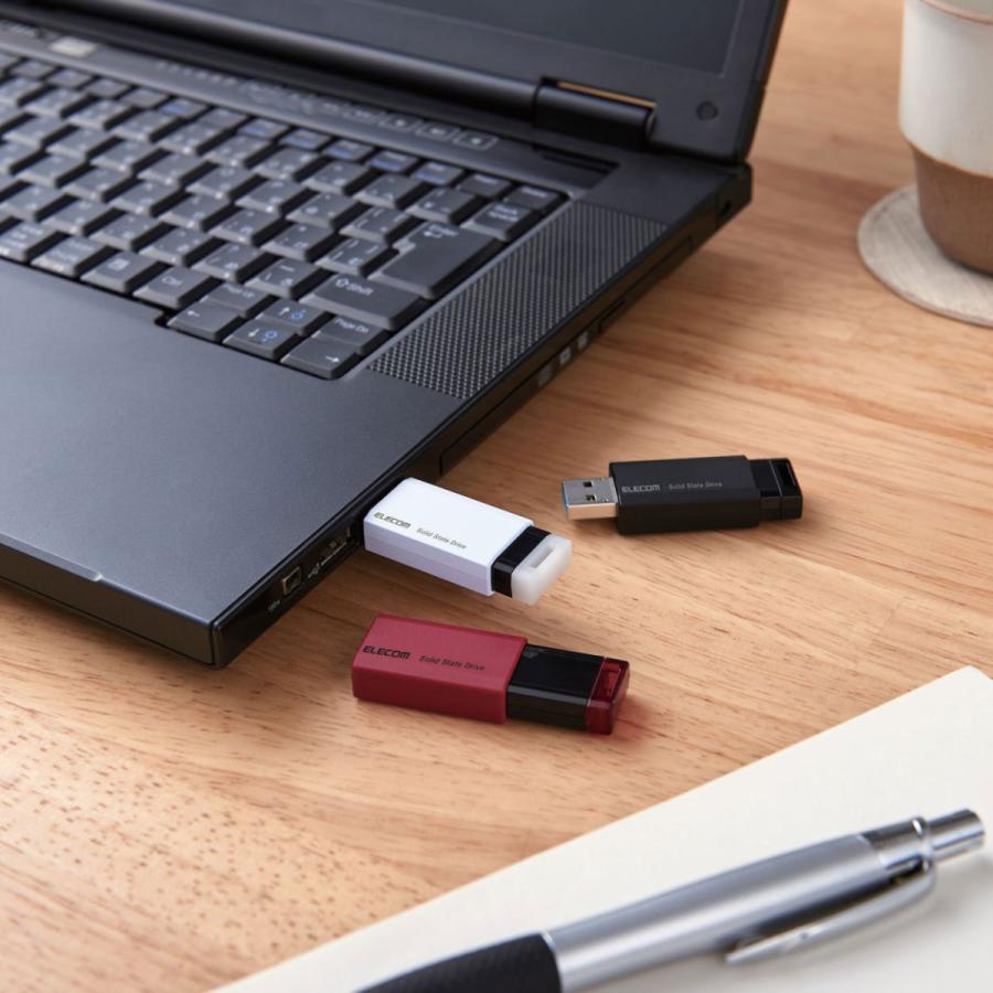 ELECOM(エレコム) ESD-EPK1000GWH SSD 外付け 1TB USB3.2 Gen2 読出最大600MB/秒 超小型 コンパクト ポータブル ノック式 耐衝撃 ホワイト ESDEPK1000GWH | ELECOM | 06
