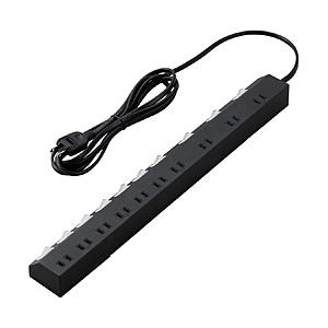 ELECOM(エレコム) 10口個別スイッチ/雷サージ有り/回転脚有り/2.5mBK  ブラック T-K7A-21025BK | ELECOM