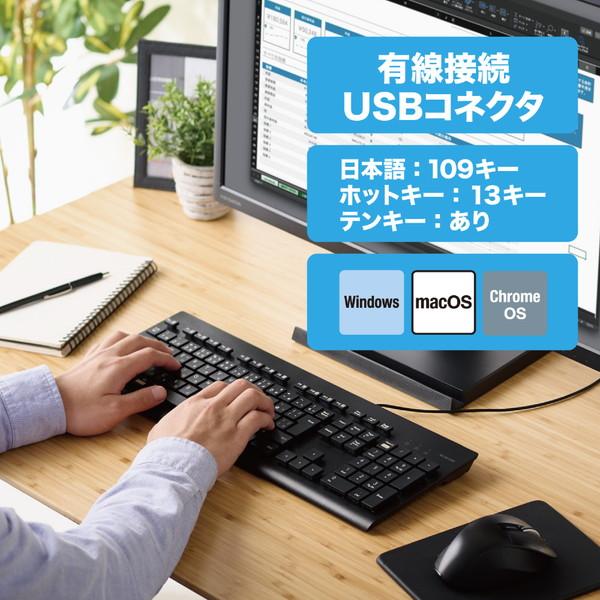 ELECOM(エレコム) キーボード 抗菌(Chrome/Mac/Windows11対応) ブラック TK-WS01UMKBK ［有線 /USB］ | ELECOM | 01