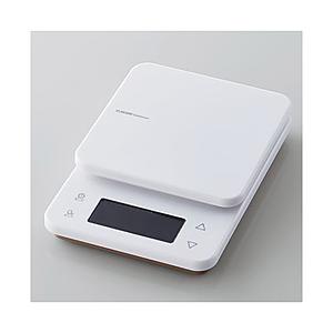 ELECOM(エレコム) キッチンスケール［計量器/カロリー計測/3種登録（ご飯+炭水化物2種）/最大3kg/最小0.5g表示/バックライト付］  ホワイト HCS-KSA02WH | ELECOM