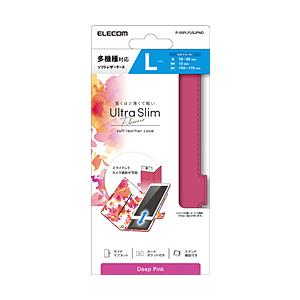 ELECOM(エレコム) スマートフォン用マルチレザーケース/スライド式/手帳型/UltraSlim/Flowers/薄型/磁石付キ/Lサイズ  ディープピンク P-05PLFUSJPND | ELECOM