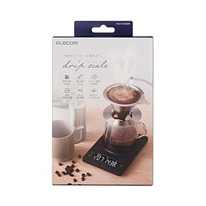 ドリップスケール［コーヒー専用タイマー機能搭載/計量+タイマー計測同時表示/操作・カウント音付/最大2kg/最小0.1g表示/バックライト付］  ブラック HCS-KS04BK | ELECOM