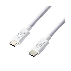 ELECOM(エレコム) USB-C ⇔ USB-Cケーブル [充電 /転送 /1m /USB Power Deliver EPR /240W /USB4]  ホワイト USB4-CCPE10NWH | ELECOM