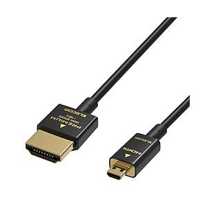 micro HDMIケーブル Premium HDMI 1m 4K 60P 金メッキ 【 TV プロジェクター 等対応】 (タイプA・19ピン - マイクロ タイプD・19ピン) イーサネット対応 スー… | ELECOM