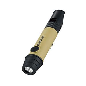 ELECOM(エレコム) 懐中電灯 LEDライト ランタン 災害救助笛 小型 電池式 単4電池 防水・防塵 IP44 防災 笛 フェーズフリー ベージュ   DE-KD03BE ［防水対応］ | ELECOM