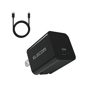 LightningAC充電器/USB Power Delivery対応/20W/USB-C1ポート/USB-C-Lightningケーブル付属/スイングプラグ/1.5m  ブラック MPA-ACLP04BK ［20W］ | ELECOM