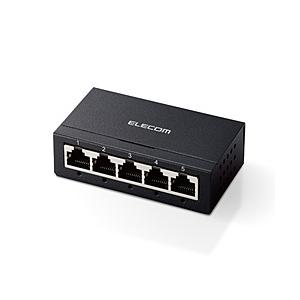 ELECOM(エレコム) スイッチングハブ [5ポート /1Giga対応 /ACアダプタ] メタル筐体 ブラック EHC-G05MA-B | ELECOM