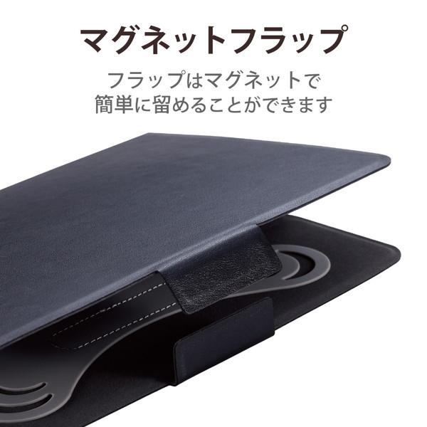 タブレットPC用 [7〜8.4インチ] 汎用 手帳型ソフトレザーケース 薄型/フリーアングル/ハンドベルト/マグネットフラップ  ブラック TB-08UHGFLBK 【864】 | ELECOM | 05