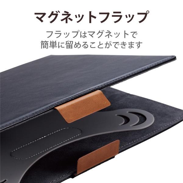 タブレットPC用 [8.5〜11.5インチ] 汎用 手帳型ソフトレザーケース 3アングル/ハンドベルト/ペンホルダー/マグネットフラップ  ブラック TB-10HPG3LBK | ELECOM | 06