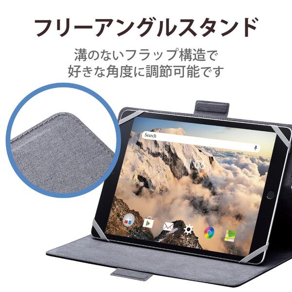 タブレットPC用 [8.5〜11.5インチ] 汎用 手帳型ソフトレザーケース フリーアングル/ハンドベルト/ペンホルダー/マグネットフラップ  ブラック TB-10HPGFLBK | ELECOM | 03