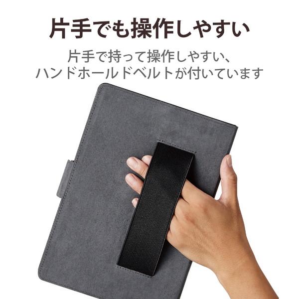 タブレットPC用 [8.5〜11.5インチ] 汎用 手帳型ソフトレザーケース フリーアングル/ハンドベルト/ペンホルダー/マグネットフラップ  ブラック TB-10HPGFLBK | ELECOM | 05