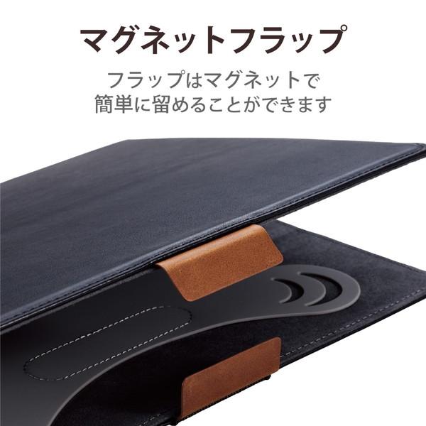 タブレットPC用 [8.5〜11.5インチ] 汎用 手帳型ソフトレザーケース フリーアングル/ハンドベルト/ペンホルダー/マグネットフラップ  ブラック TB-10HPGFLBK | ELECOM | 06