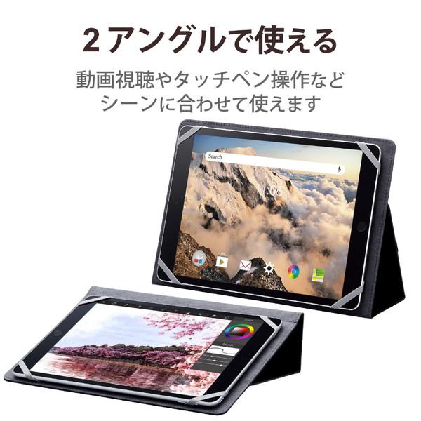 ELECOM(エレコム) タブレットPC用 [8.5〜11.5インチ] 汎用 手帳型ソフトレザーケース 2アングル/ペンホルダー/フラップベルト  ブラック TB-10SPG2LBK | ELECOM | 03