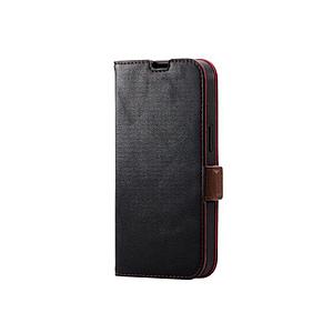 ELECOM(エレコム) iPhone2022 6.1inch 2眼 レザーケース/手帳型/耐衝撃/磁石付き/ステッチ/ブラック   PM-A22APLFYBK [振込不可] | ELECOM