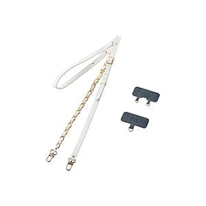 ELECOM(エレコム) スマホショルダーストラップ/ストラップシート付属/チェーンタイプ/ホワイト   P-STSDH2CHWH 【864】 | ELECOM