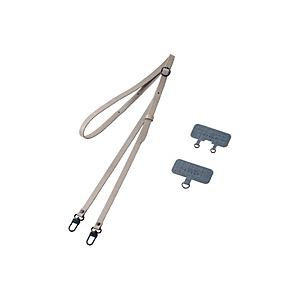 ELECOM(エレコム) スマホショルダーストラップ/ストラップシート付属/ソフトレザータイプ/グレージュ   P-STSDH2PLGY 【864】 | ELECOM