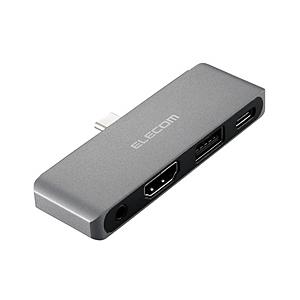 ［USB-C オス→メス HDMI /φ3.5mm / USB-A / USB-C］USB PD対応 60W ドッキングステーション  シルバー DST-C25SV ［USB Power Delivery対応］ 【864】 | ELECOM