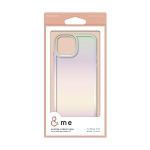 ELECOM(エレコム) iPhone 15（6.1インチ） ハイブリッドケース ＆Me オーロラ ストラップシート付属 フレームカラー  ホワイト PM-A23AHVCAWH | ELECOM