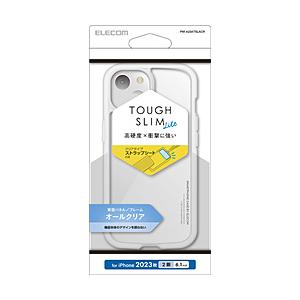 ELECOM(エレコム) iPhone 15（6.1インチ） ハイブリッドケース TOUGH SLIM LITE オールクリア ストラップシート付属  クリア PM-A23ATSLACR 【864】 | ELECOM