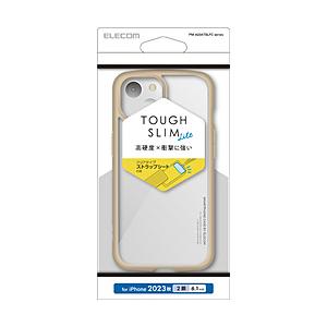 ELECOM(エレコム) iPhone 15（6.1インチ） ハイブリッドケース TOUGH SLIM LITE フレームカラー 背面クリア ストラップシート付属  カフェオレ PM-A23ATSLFCBE | ELECOM