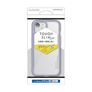 iPhone 15（6.1インチ） ハイブリッドケース TOUGH SLIM LITE フレームカラー 背面クリア ストラップシート付属  ブルー PM-A23ATSLFCBU 【864】 | ELECOM