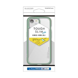 ELECOM(エレコム) iPhone 15（6.1インチ） ハイブリッドケース TOUGH SLIM LITE フレームカラー 背面クリア ストラップシート付属  グリーン PM-A23ATSLFCGN | ELECOM