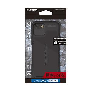 ELECOM(エレコム) iPhone 15（6.1インチ） ハイブリッドケース ZEROSHOCK  ブラック PM-A23AZEROBK | ELECOM