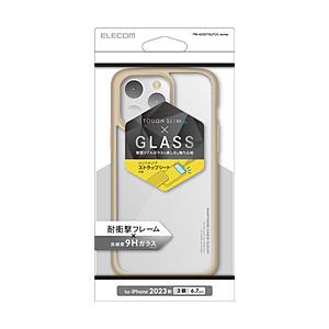iPhone 15 Pro Max（6.7インチ） ハイブリッドケース TOUGH SLIM LITE フレームカラー 背面クリア 背面ガラス ストラップシート付属  カフェオレ PM-A23DTSLF… | ELECOM